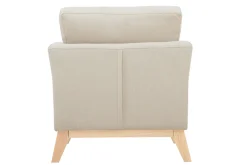 Fauteuil scandinave déhoussable en tissu beige et bois clair OSLO