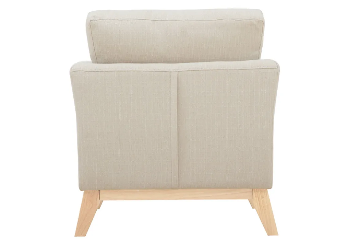 Fauteuil scandinave déhoussable en tissu beige et bois clair OSLO