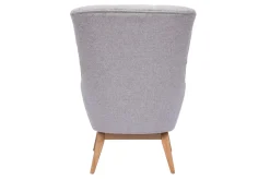Fauteuil scandinave en tissu effet velours texturé gris clair et bois clair BRODY