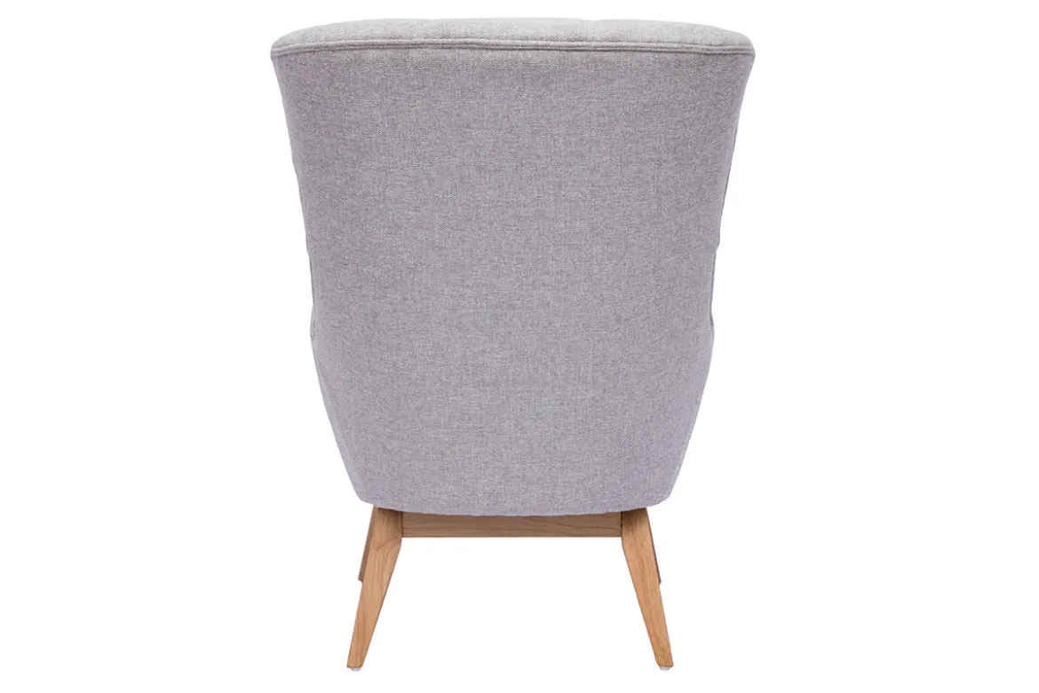 Fauteuil scandinave en tissu effet velours texturé gris clair et bois clair BRODY