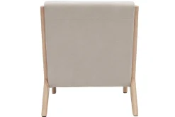 Fauteuil scandinave en tissu effet velours beige et bois clair massif DERRY