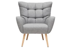 Fauteuil scandinave en tissu gris clair et bois clair AVERY