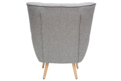 Fauteuil scandinave en tissu gris clair et bois clair AVERY