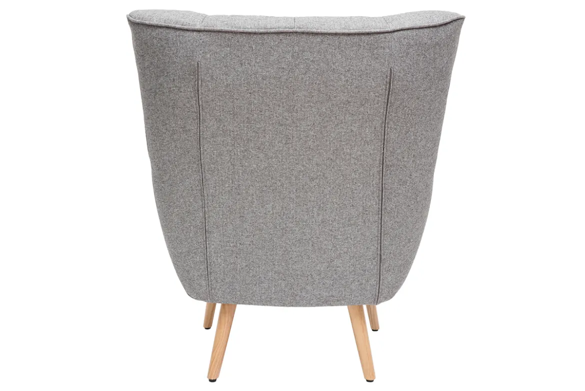 Fauteuil scandinave en tissu gris clair et bois clair AVERY