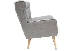 Fauteuil scandinave en tissu gris clair et bois clair AVERY