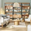 Fauteuil scandinave en tissu effet laine bouclée blanc et bois clair massif DERRY