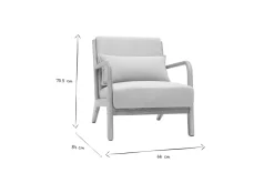 Fauteuil scandinave en tissu effet laine bouclée blanc et bois clair massif DERRY