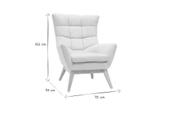 Fauteuil scandinave en tissu effet velours texturé naturel et bois clair BRODY
