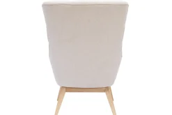 Fauteuil scandinave en tissu effet velours texturé naturel et bois clair BRODY