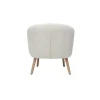 Fauteuil scandinave en tissu effet laine bouclée blanc cassé et bois clair MAGGIE