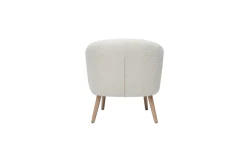 Fauteuil scandinave en tissu effet laine bouclée blanc cassé et bois clair MAGGIE