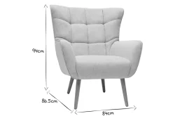 Fauteuil scandinave en tissu effet velours texturé beige et bois clair AVERY