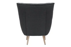 Fauteuil scandinave en tissu effet velours texturé gris foncé et bois clair AVERY