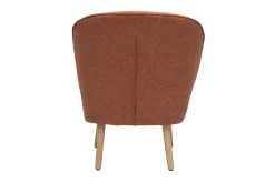 Fauteuil scandinave en tissu effet velours texturé terre brûlée et bois clair AMANITA