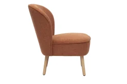 Fauteuil scandinave en tissu effet velours texturé terre brûlée et bois clair AMANITA