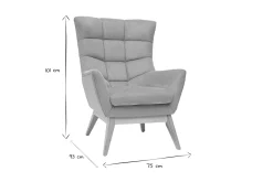 Fauteuil scandinave en tissu effet velours texturé jaune moutarde et bois clair BRODY