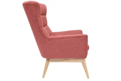 Fauteuil scandinave en tissu effet velours texturé terracotta et bois clair BRODY