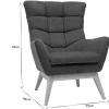Fauteuil scandinave en tissu effet velours texturé gris foncé et bois clair BRODY