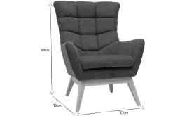 Fauteuil scandinave en tissu effet velours texturé gris foncé et bois clair BRODY