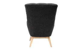 Fauteuil scandinave en tissu effet velours texturé gris foncé et bois clair BRODY