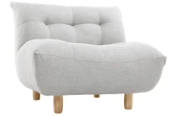 Fauteuil scandinave en tissu gris clair et bois clair YUMI