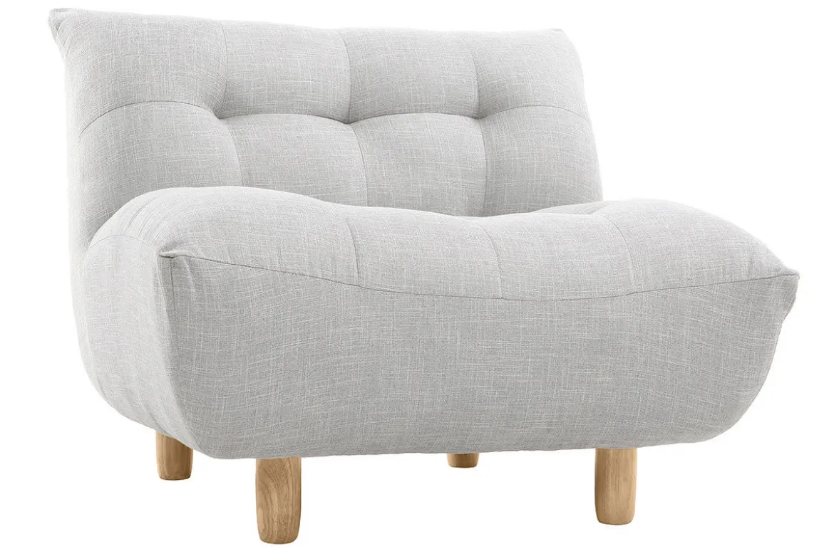 Fauteuil scandinave en tissu gris clair et bois clair YUMI