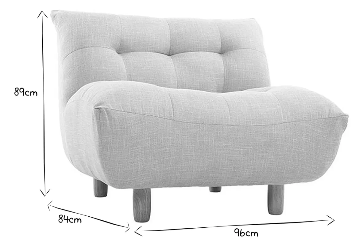 Fauteuil scandinave en tissu gris clair et bois clair YUMI