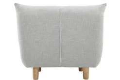 Fauteuil scandinave en tissu gris clair et bois clair YUMI