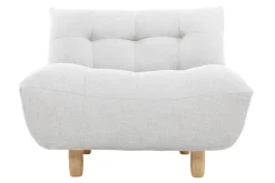 Fauteuil scandinave en tissu gris clair et bois clair YUMI