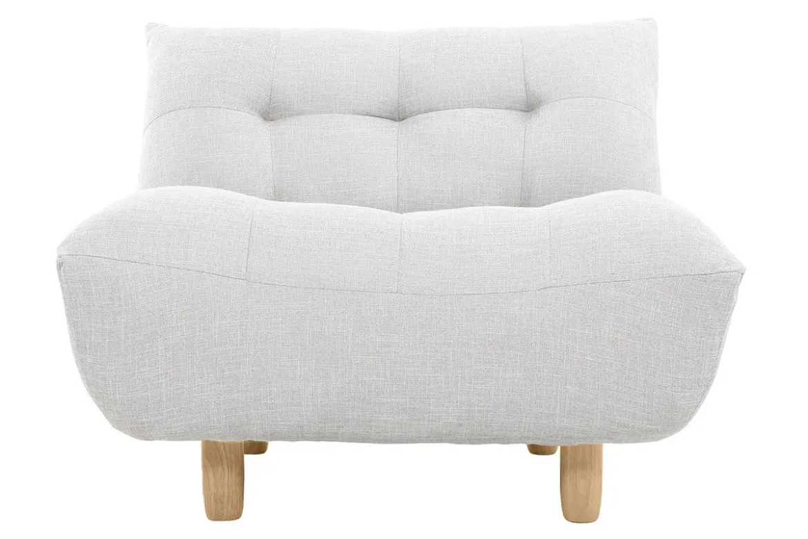 Fauteuil scandinave en tissu gris clair et bois clair YUMI