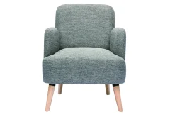 Fauteuil scandinave en tissu gris clair et bois clair ISKO