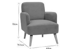 Fauteuil scandinave en tissu gris clair et bois clair ISKO