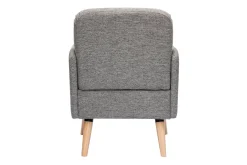 Fauteuil scandinave en tissu gris clair et bois clair ISKO