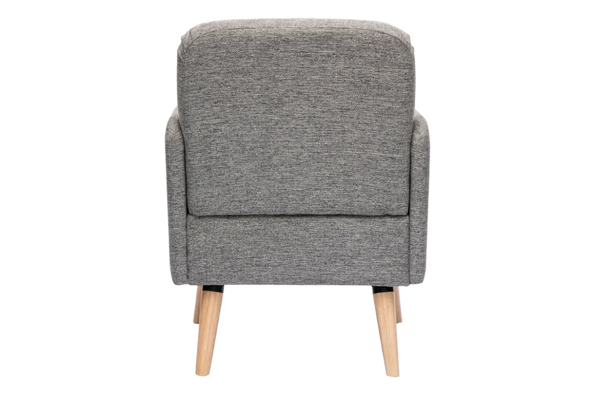 Fauteuil scandinave en tissu gris clair et bois clair ISKO
