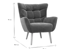 Fauteuil scandinave en tissu effet velours vert kaki et bois clair AVERY