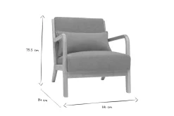 Fauteuil scandinave en tissu effet velours jaune moutarde et bois clair massif DERRY