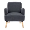 Fauteuil scandinave en tissu effet velours texturé gris foncé et bois clair ISKO