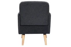 Fauteuil scandinave en tissu effet velours texturé gris foncé et bois clair ISKO
