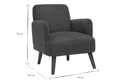 Fauteuil scandinave en tissu effet velours texturé bleu foncé et bois foncé ISKO