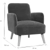 Fauteuil scandinave en tissu effet velours vert kaki et bois clair ISKO