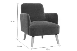 Fauteuil scandinave en tissu effet velours vert kaki et bois clair ISKO