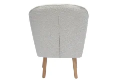 Fauteuil scandinave en tissu effet laine bouclée blanc et bois clair AMANITA