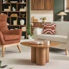 Fauteuil scandinave en tissu chenille terre brûlée et bois clair BRODY