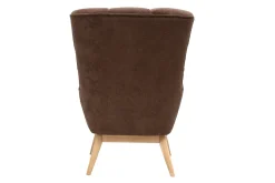 Fauteuil scandinave en tissu chenille terre brûlée et bois clair BRODY
