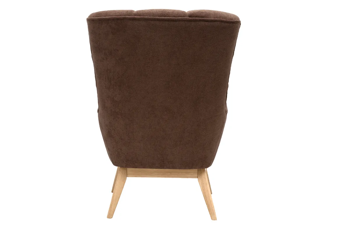 Fauteuil scandinave en tissu chenille terre brûlée et bois clair BRODY
