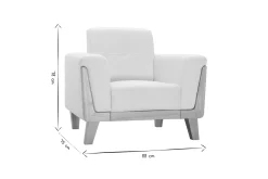 Fauteuil scandinave en tissu effet velours blanc cassé et bois clair FJORD