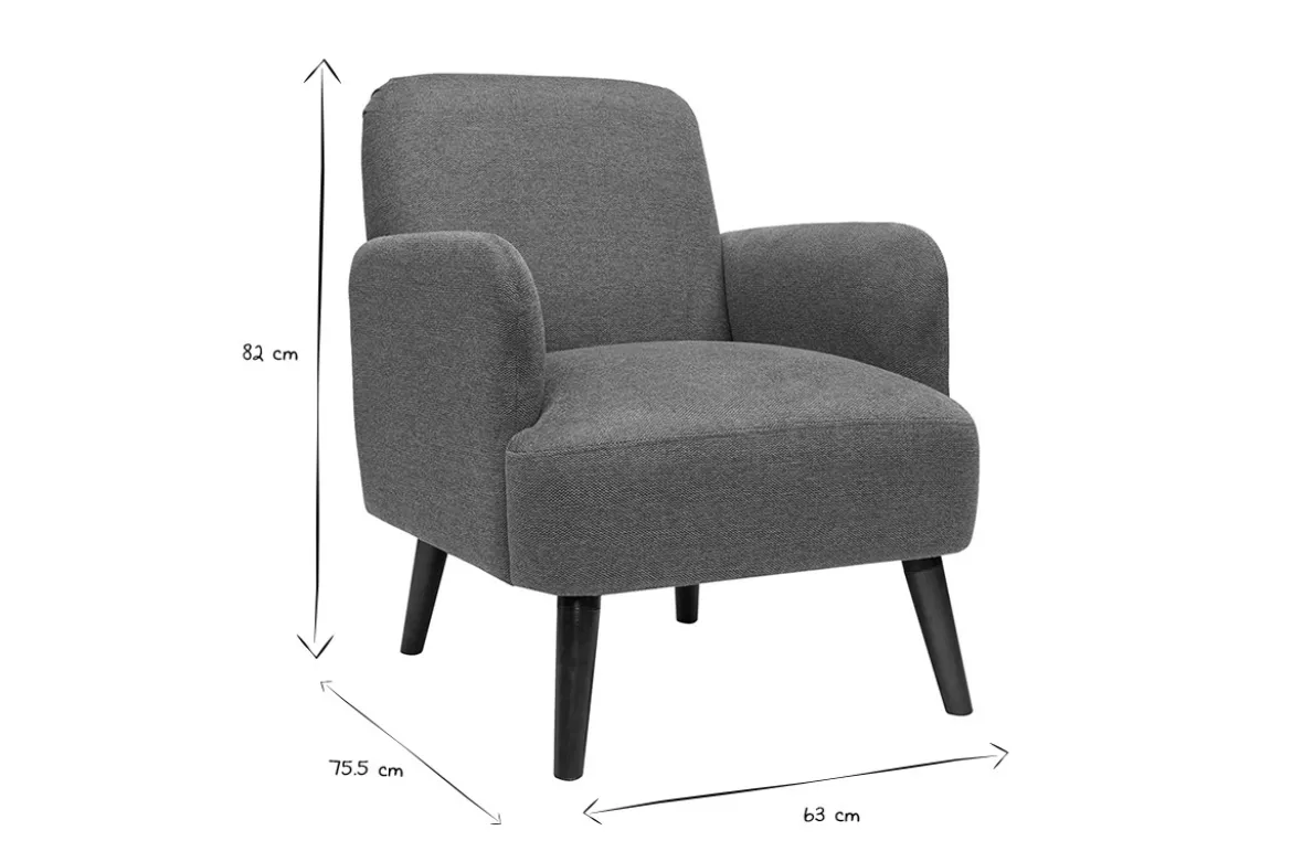 Fauteuil scandinave en tissu effet velours texturé terre brûlée et bois foncé ISKO