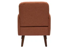 Fauteuil scandinave en tissu effet velours texturé terre brûlée et bois foncé ISKO
