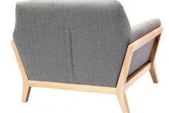 Fauteuil scandinave en tissu gris et bois clair massif YOKO