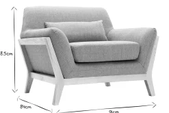 Fauteuil scandinave en tissu gris et bois clair massif YOKO